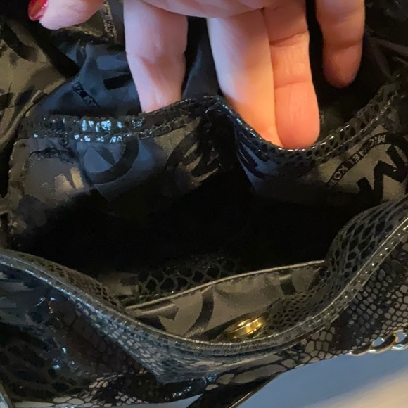 Michael Kors Black Patent Leather Crocodile Purse Handbag - Picture 9 of 16